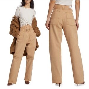 New Re/done Utility Loose Jeans In Washed Khaki